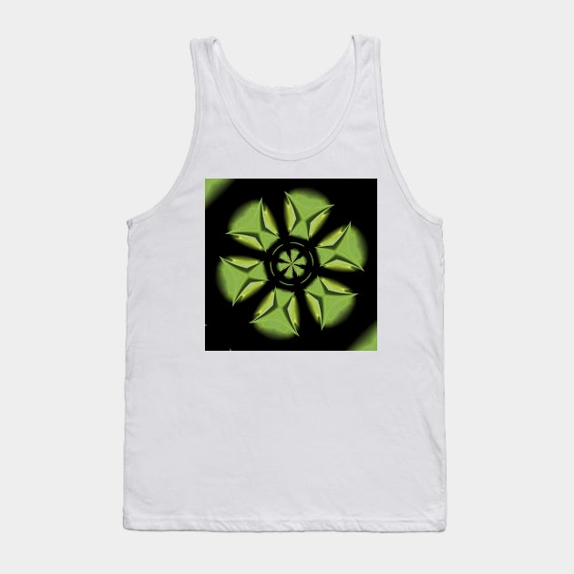 intricate hexagonal geometric shape in emerald green on a plain black background Tank Top by mister-john